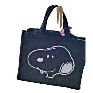 Peanuts Snoopy Tote Faux Fur Travel Handbag w Optional Adj Shoulder Strap NEW